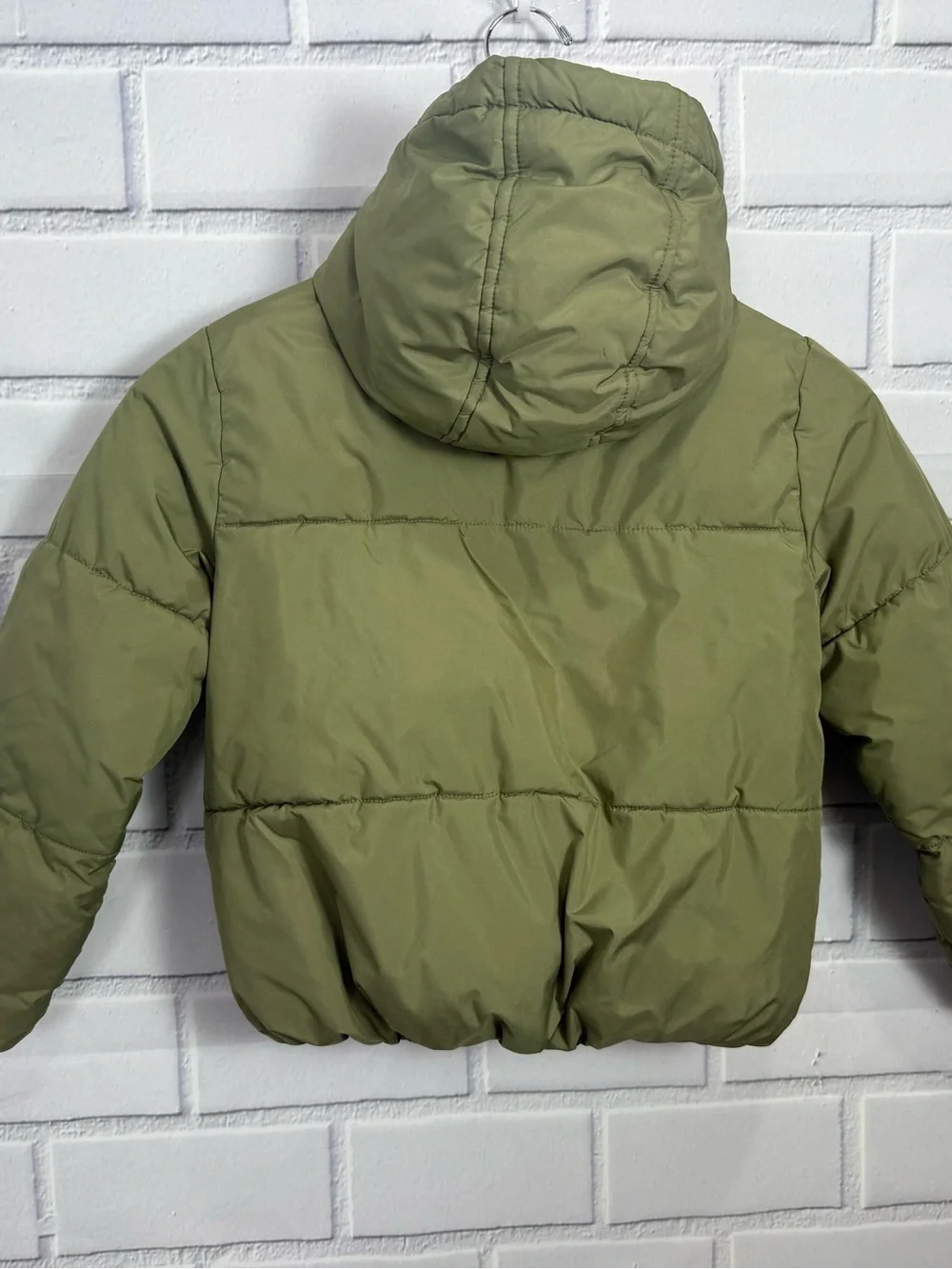 Gymboree Girls Puffer Jacket Olive Green Hooded Coat Size M 7-8